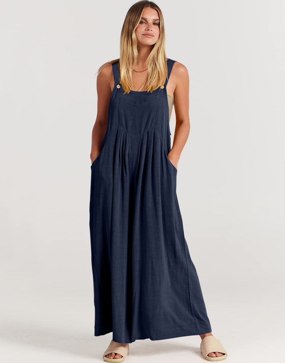 ANRABESS Women's Loose Sleeveless Overalls with Adjustable Straps