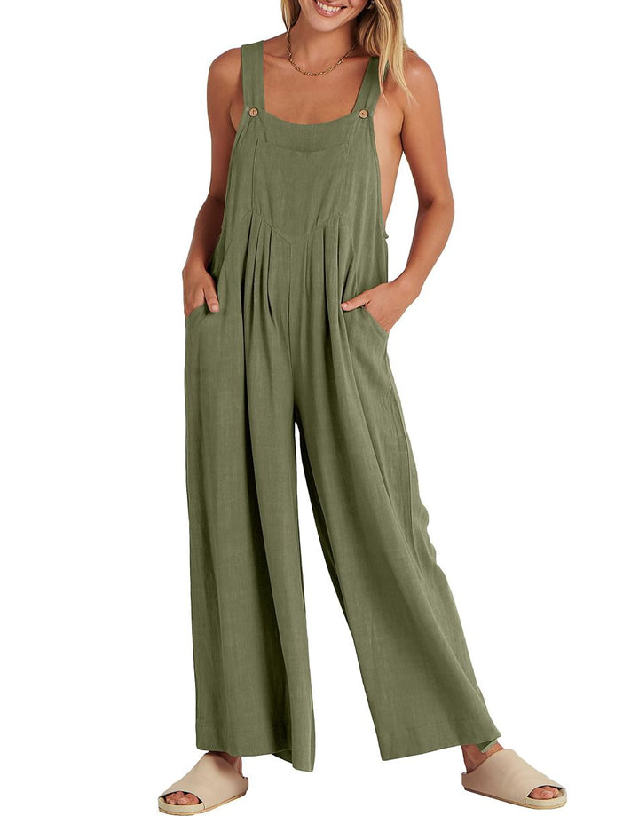 ANRABESS Women's Loose Sleeveless Overalls with Adjustable Straps