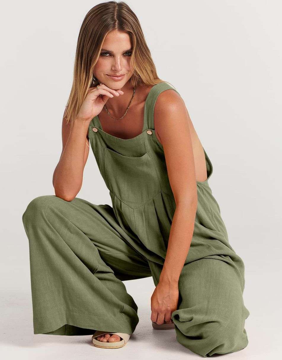 ANRABESS Women's Loose Sleeveless Overalls with Adjustable Straps