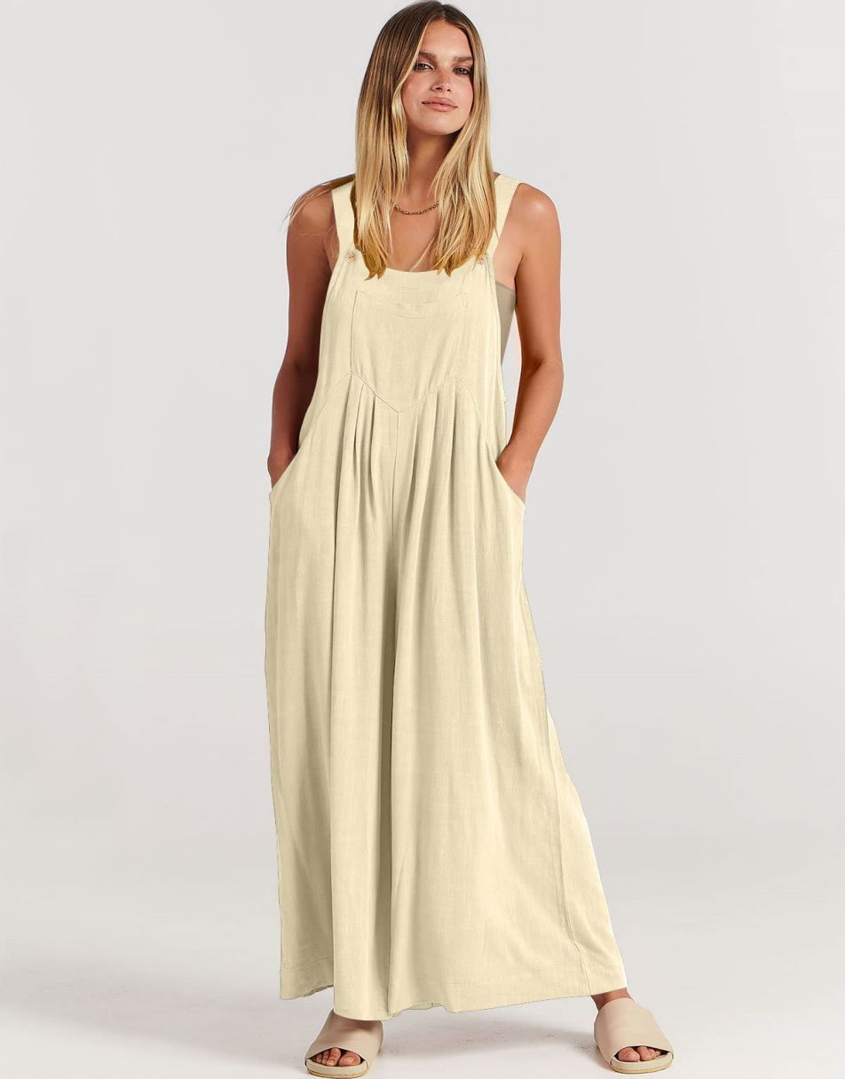 ANRABESS Women's Loose Sleeveless Overalls with Adjustable Straps
