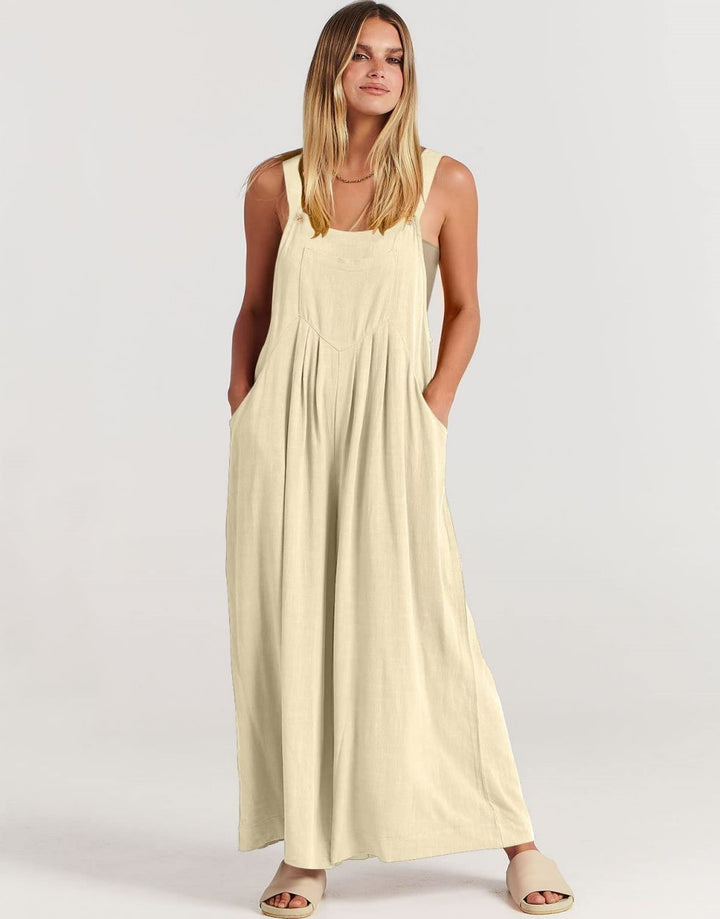 ANRABESS Women's Loose Sleeveless Overalls with Adjustable Straps