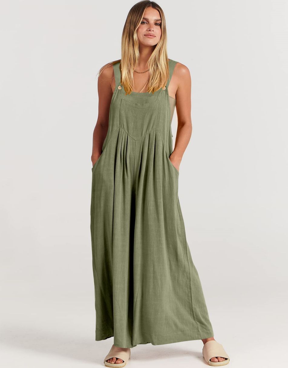 ANRABESS Women's Loose Sleeveless Overalls with Adjustable Straps