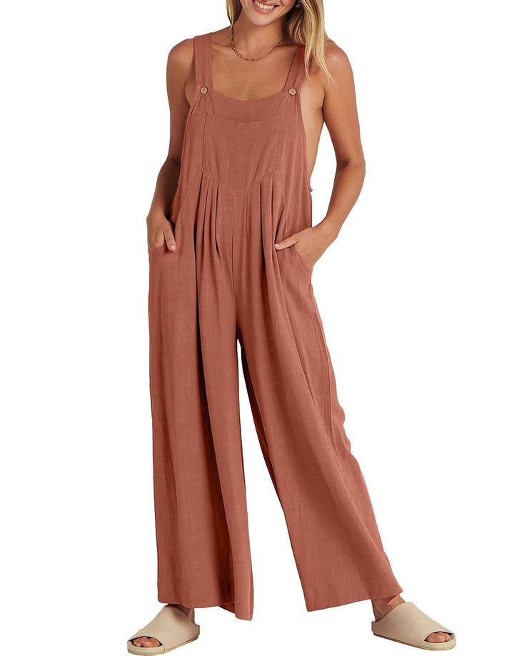 ANRABESS Women's Loose Sleeveless Overalls with Adjustable Straps