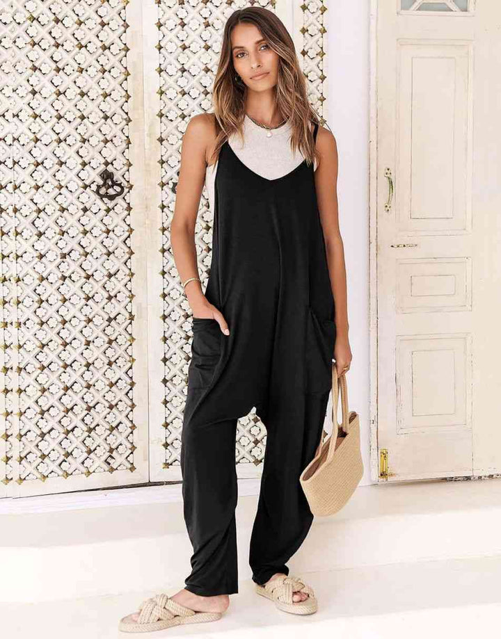 ANRABESS Womens Overalls Jumpsuit Sleeveless Spaghetti Strap Summer Casual Lightweight Loose Fit Baggy Pants with Pockets