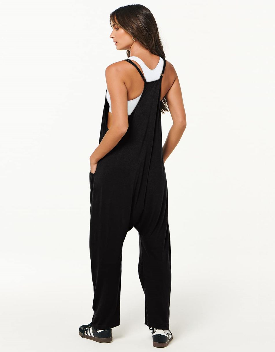 ANRABESS Womens Overalls Jumpsuit Sleeveless Spaghetti Strap Summer Casual Lightweight Loose Fit Baggy Pants with Pockets