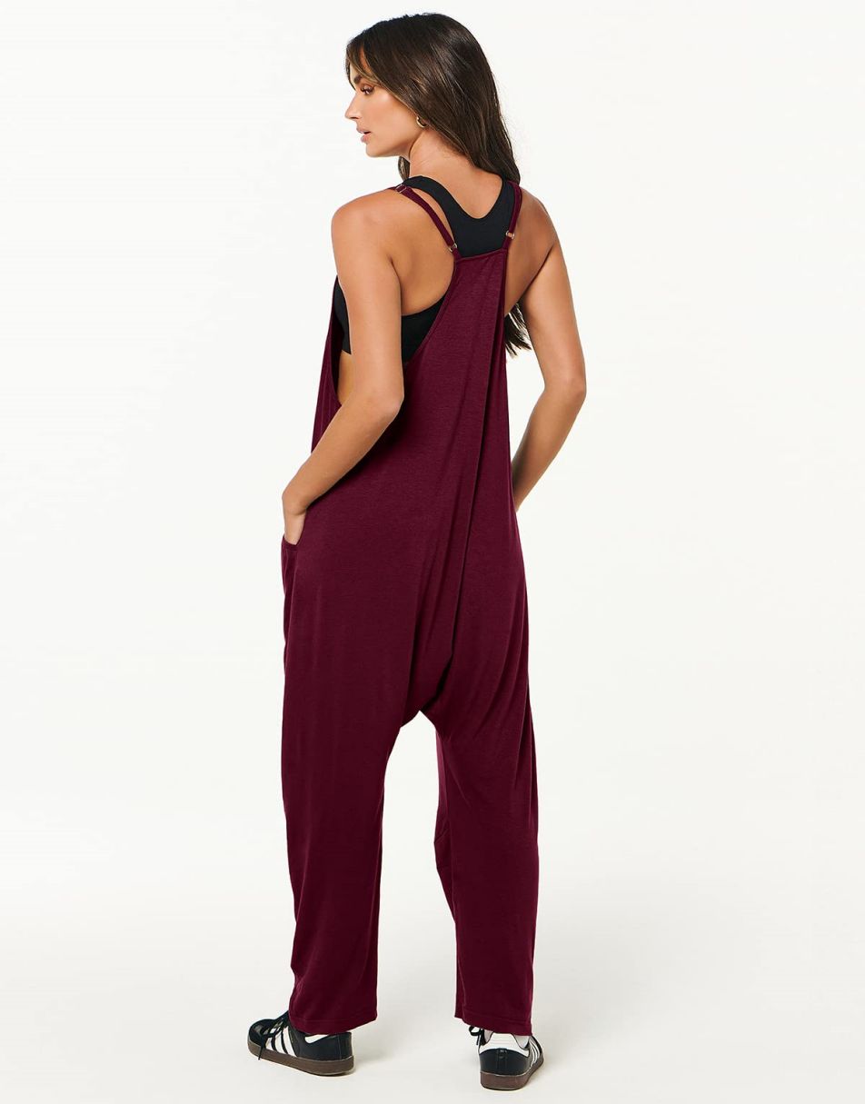 ANRABESS Womens Overalls Jumpsuit Sleeveless Spaghetti Strap Summer Casual Lightweight Loose Fit Baggy Pants with Pockets