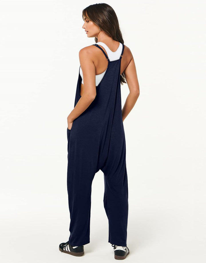 ANRABESS Womens Overalls Jumpsuit Sleeveless Spaghetti Strap Summer Casual Lightweight Loose Fit Baggy Pants with Pockets