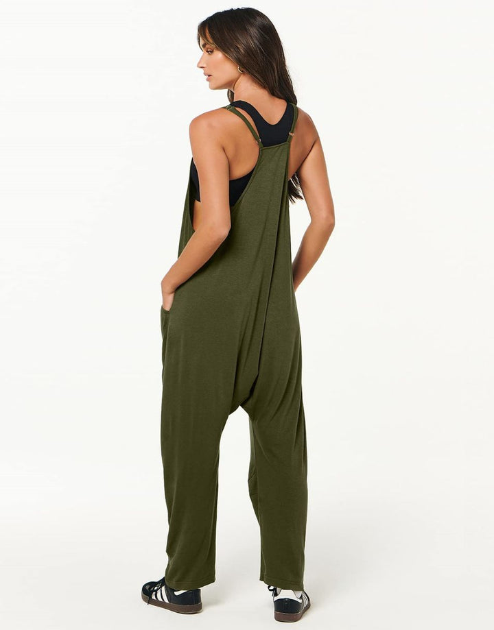 ANRABESS Womens Overalls Jumpsuit Sleeveless Spaghetti Strap Summer Casual Lightweight Loose Fit Baggy Pants with Pockets