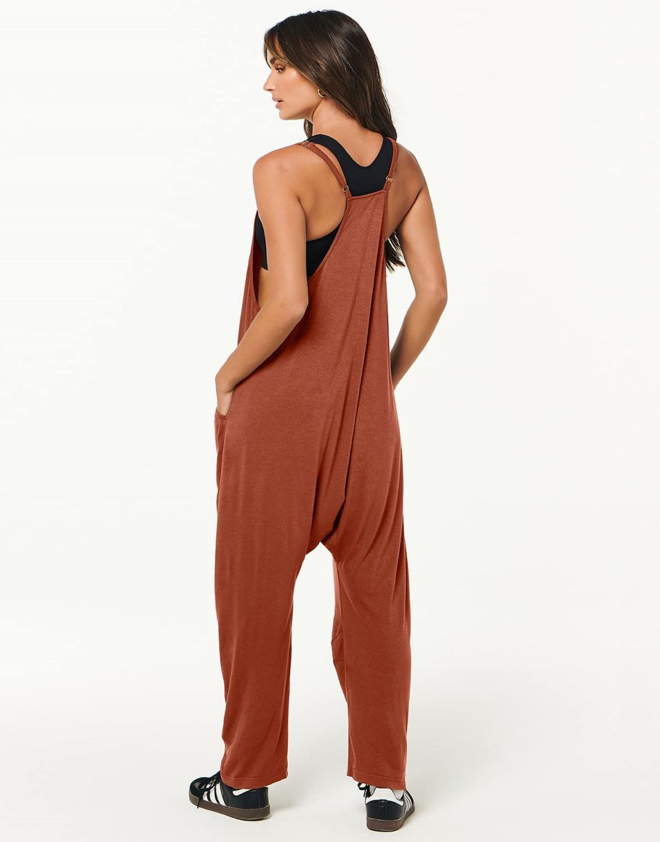 ANRABESS Womens Overalls Jumpsuit Sleeveless Spaghetti Strap Summer Casual Lightweight Loose Fit Baggy Pants with Pockets