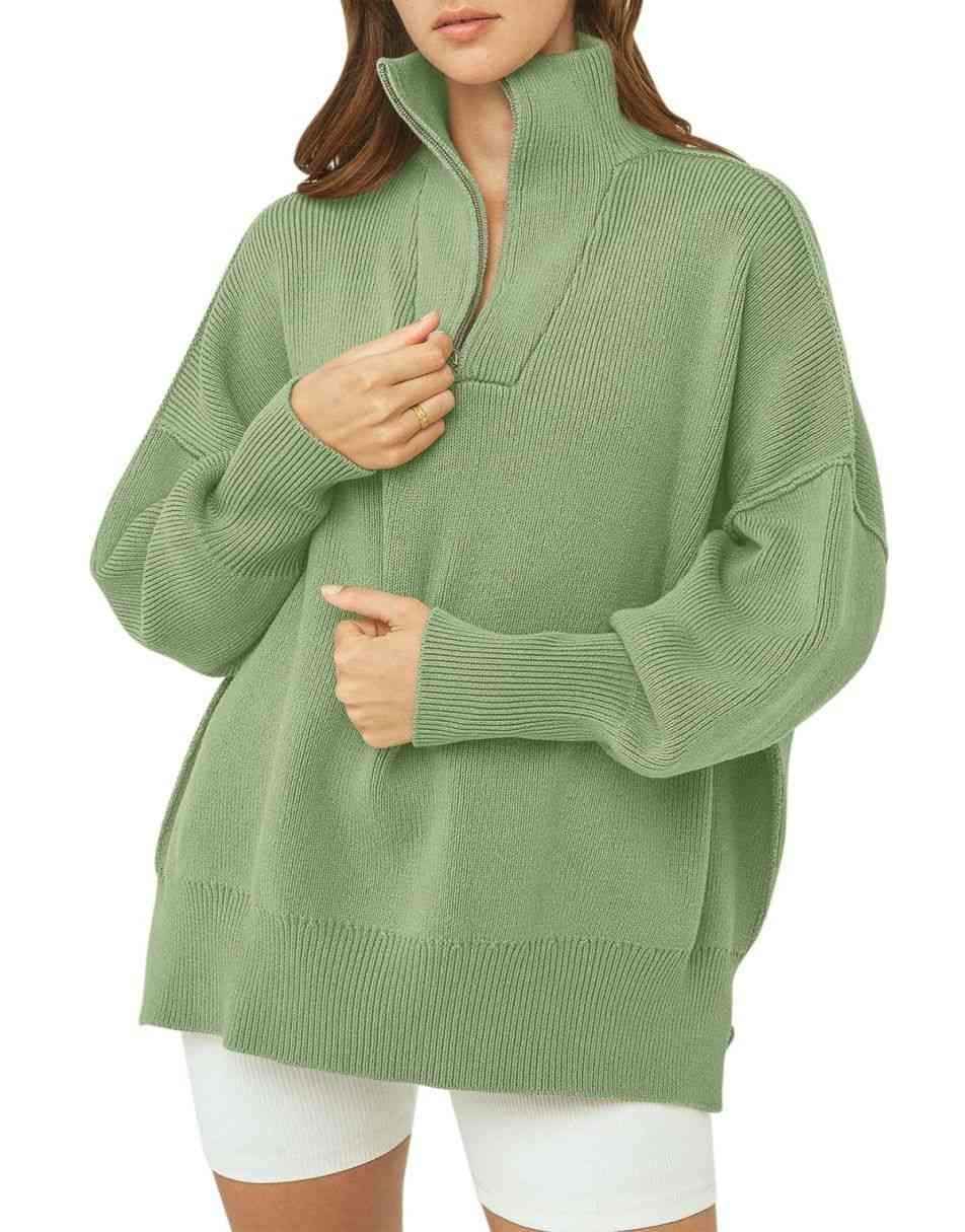 ANRABESS Oversized Quarter Zip Baggy Long Sleeve Sweater