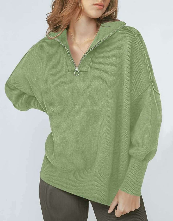 ANRABESS Oversized Quarter Zip Baggy Long Sleeve Sweater