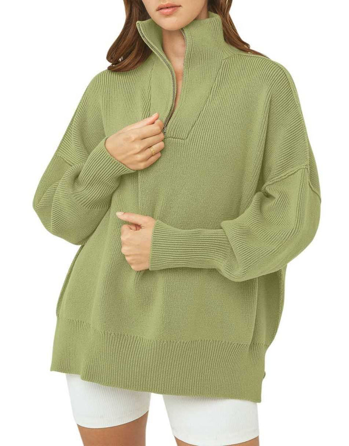 ANRABESS Oversized Quarter Zip Baggy Long Sleeve Sweater