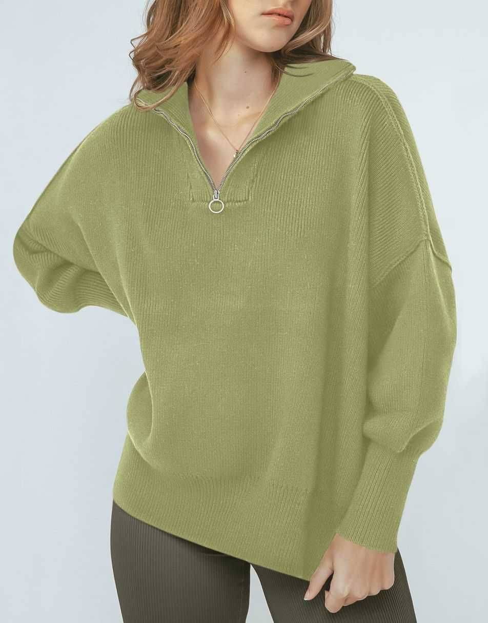 ANRABESS Oversized Quarter Zip Baggy Long Sleeve Sweater