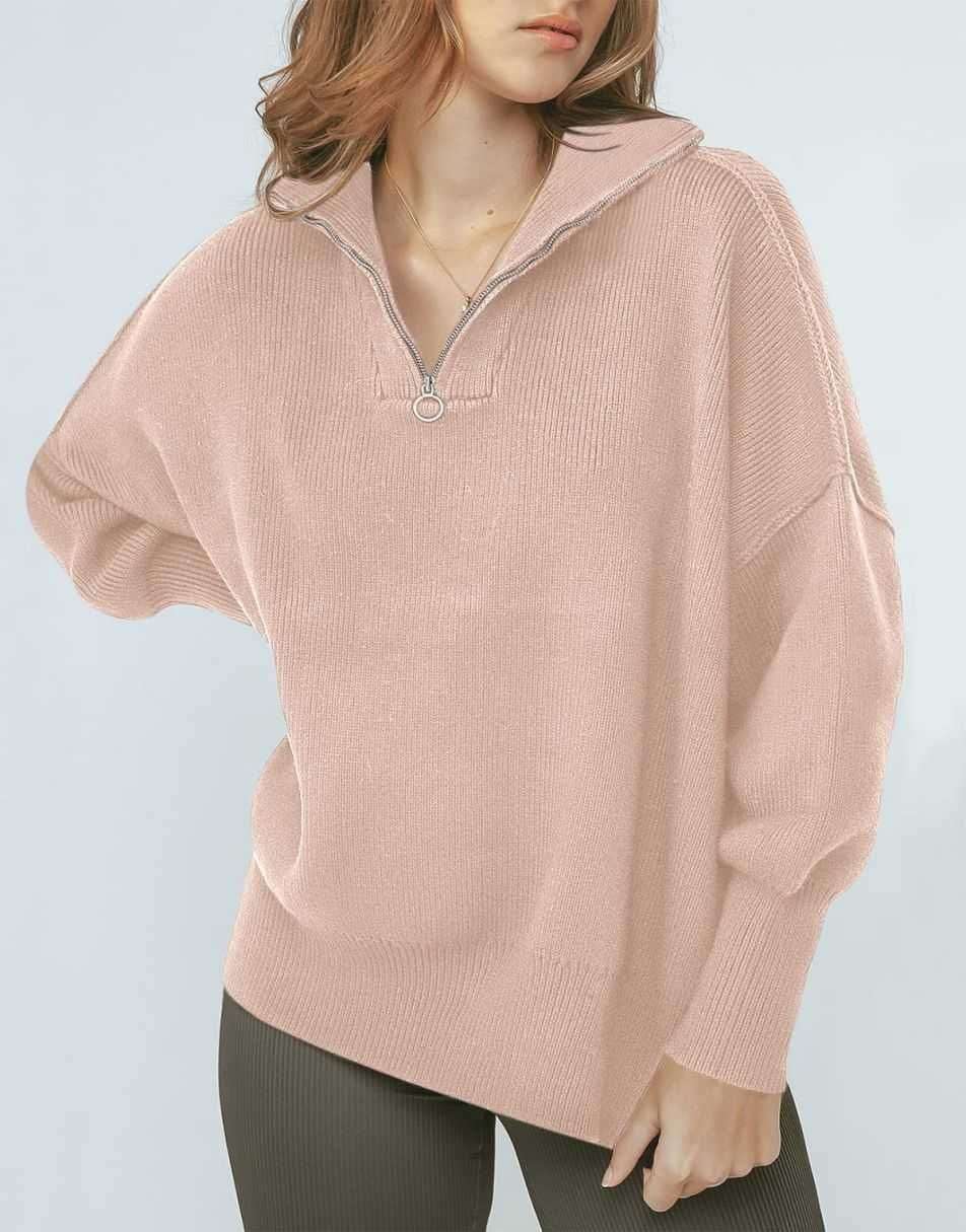 ANRABESS Oversized Quarter Zip Baggy Long Sleeve Sweater
