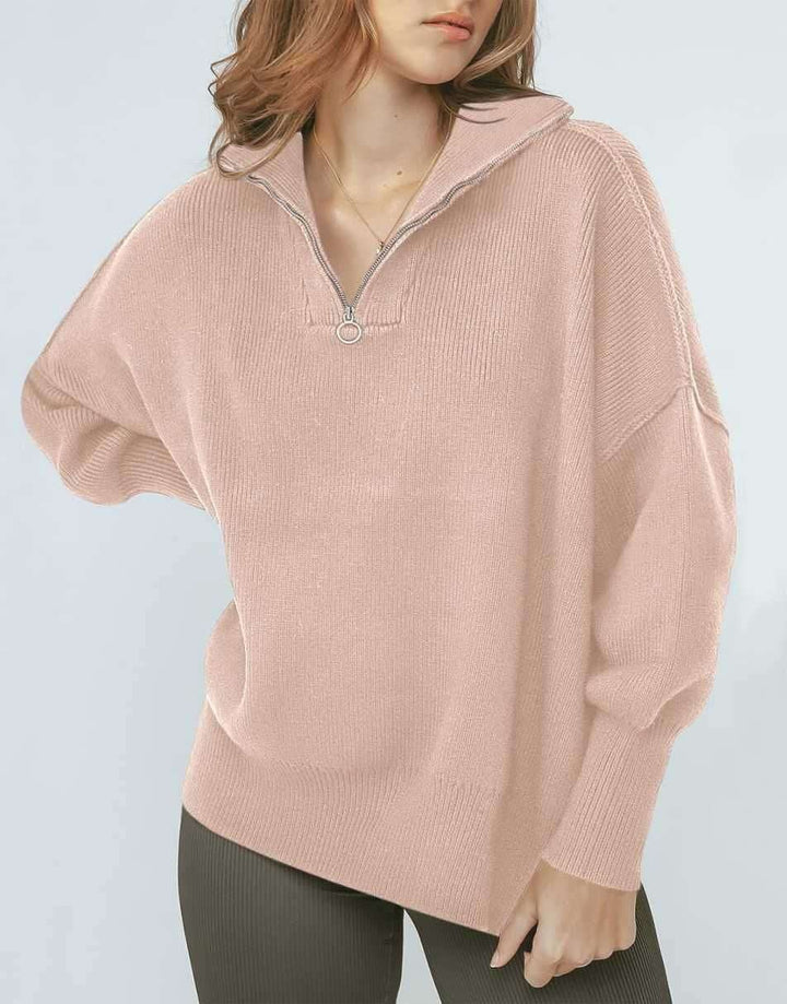 ANRABESS Oversized Quarter Zip Baggy Long Sleeve Sweater