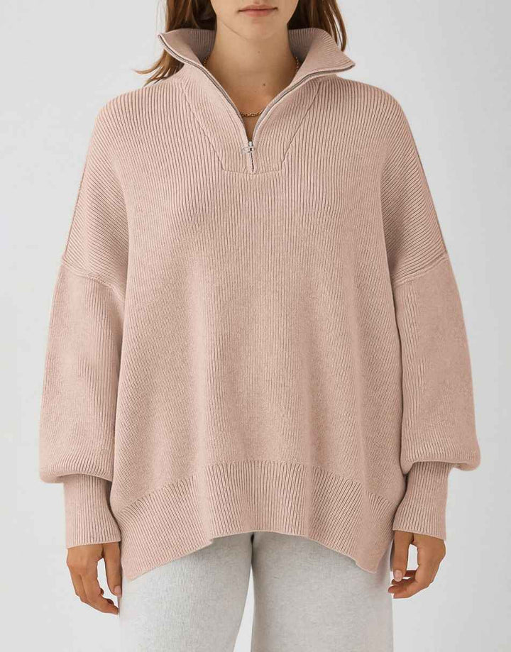 ANRABESS Oversized Quarter Zip Baggy Long Sleeve Sweater