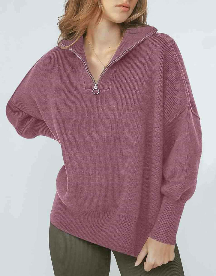 ANRABESS Oversized Quarter Zip Baggy Long Sleeve Sweater