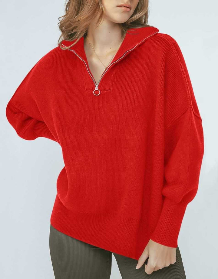 ANRABESS Oversized Quarter Zip Baggy Long Sleeve Sweater