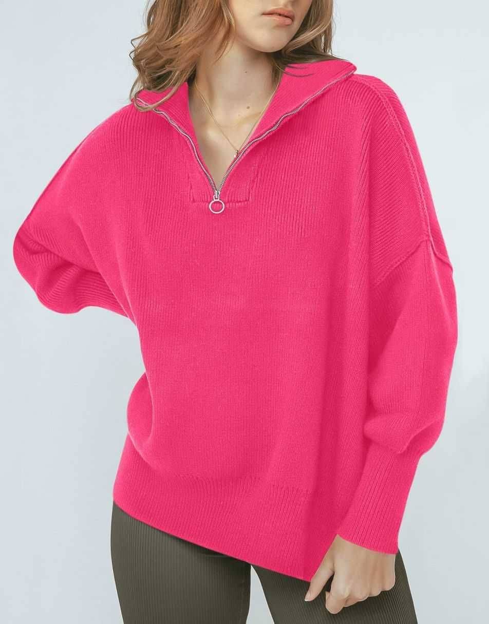 ANRABESS Oversized Quarter Zip Baggy Long Sleeve Sweater