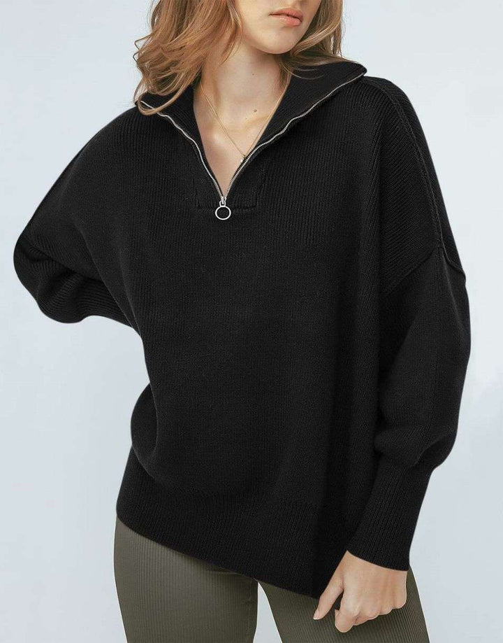 ANRABESS Oversized Quarter Zip Baggy Long Sleeve Sweater