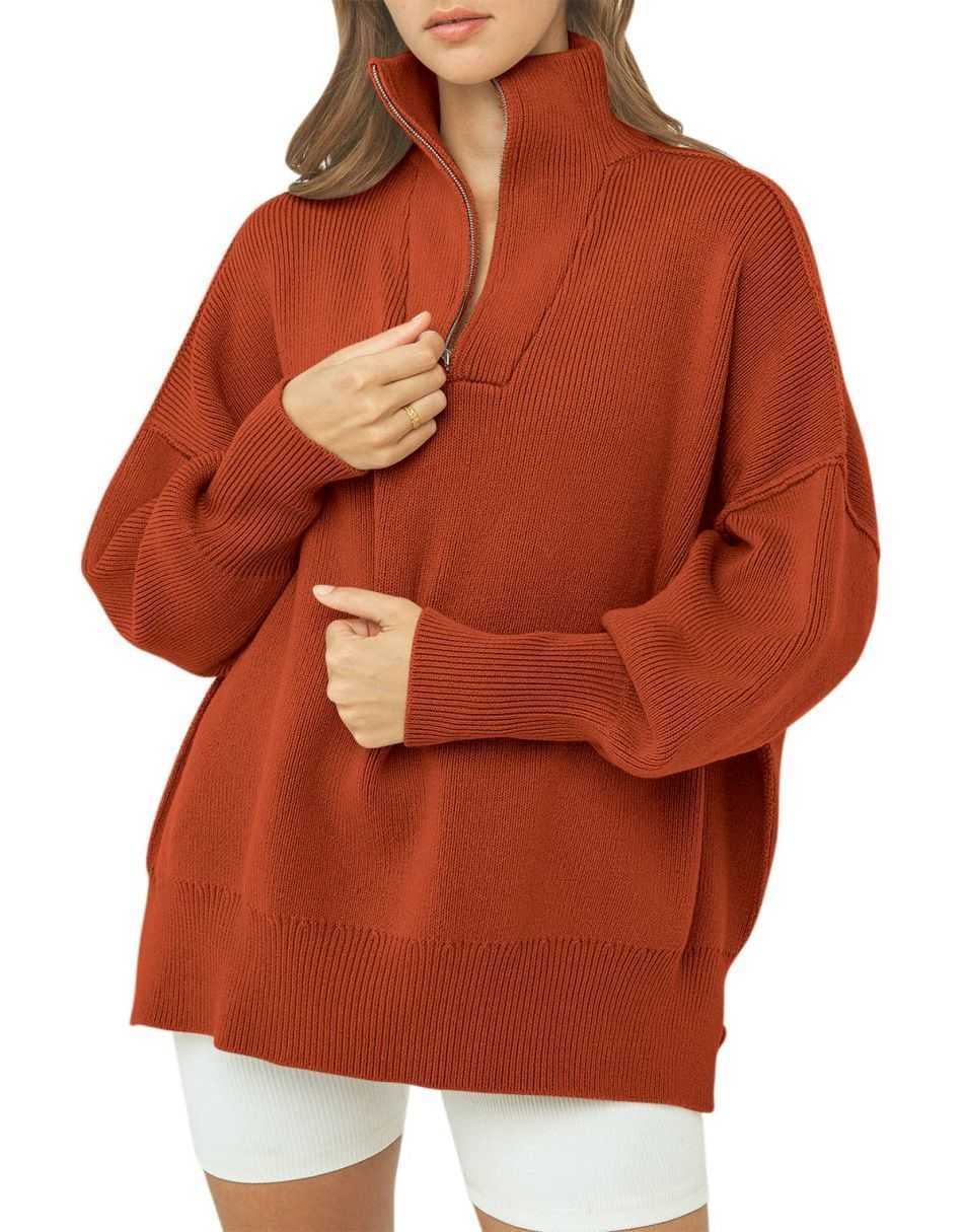 ANRABESS Oversized Quarter Zip Baggy Long Sleeve Sweater