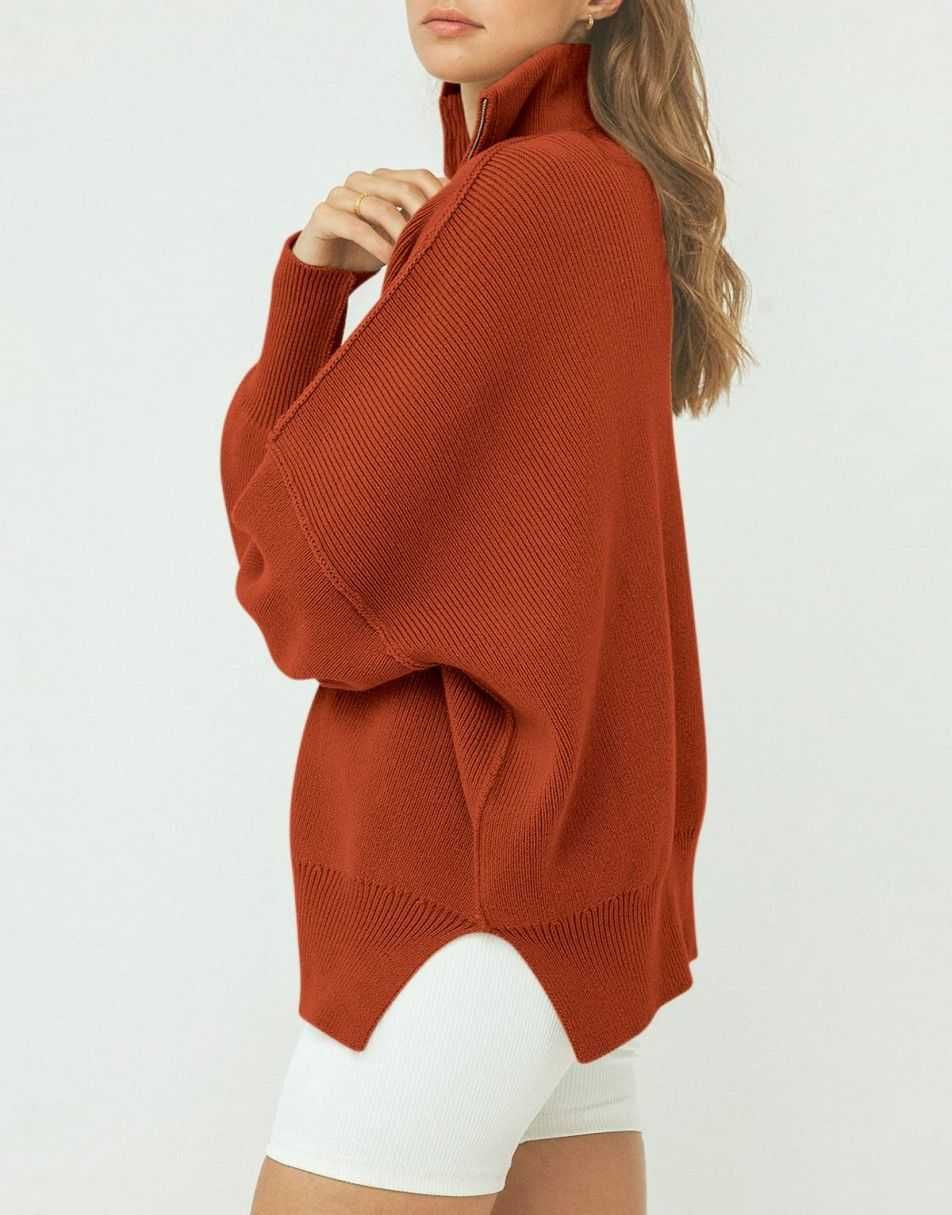 ANRABESS Oversized Quarter Zip Baggy Long Sleeve Sweater