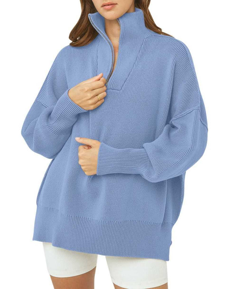 ANRABESS Oversized Quarter Zip Baggy Long Sleeve Sweater