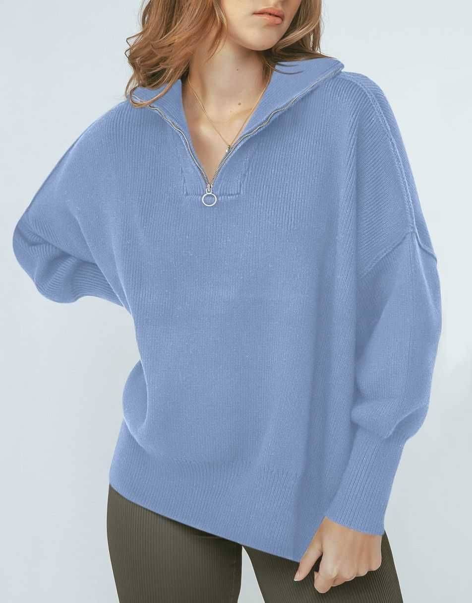 ANRABESS Oversized Quarter Zip Baggy Long Sleeve Sweater