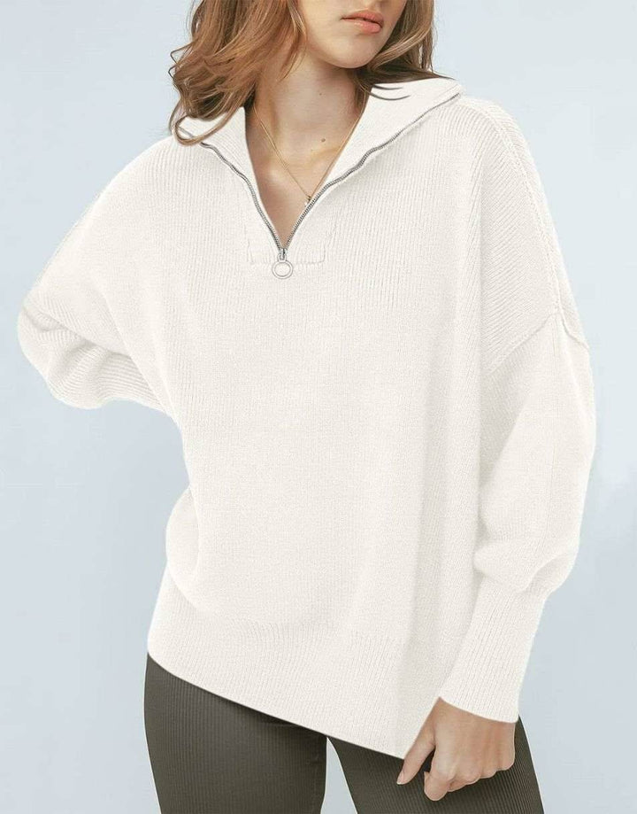 ANRABESS Oversized Quarter Zip Baggy Long Sleeve Sweater