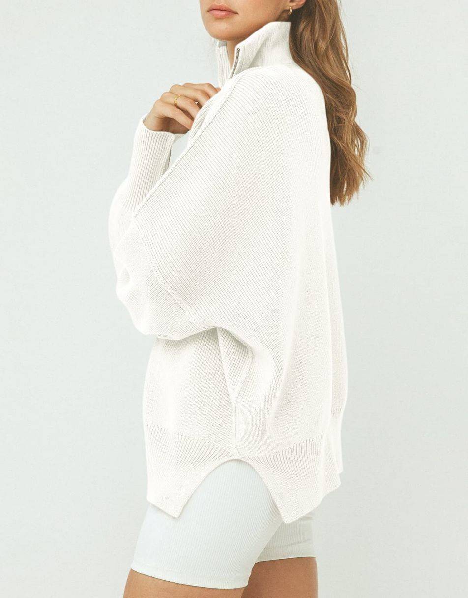 ANRABESS Oversized Quarter Zip Baggy Long Sleeve Sweater