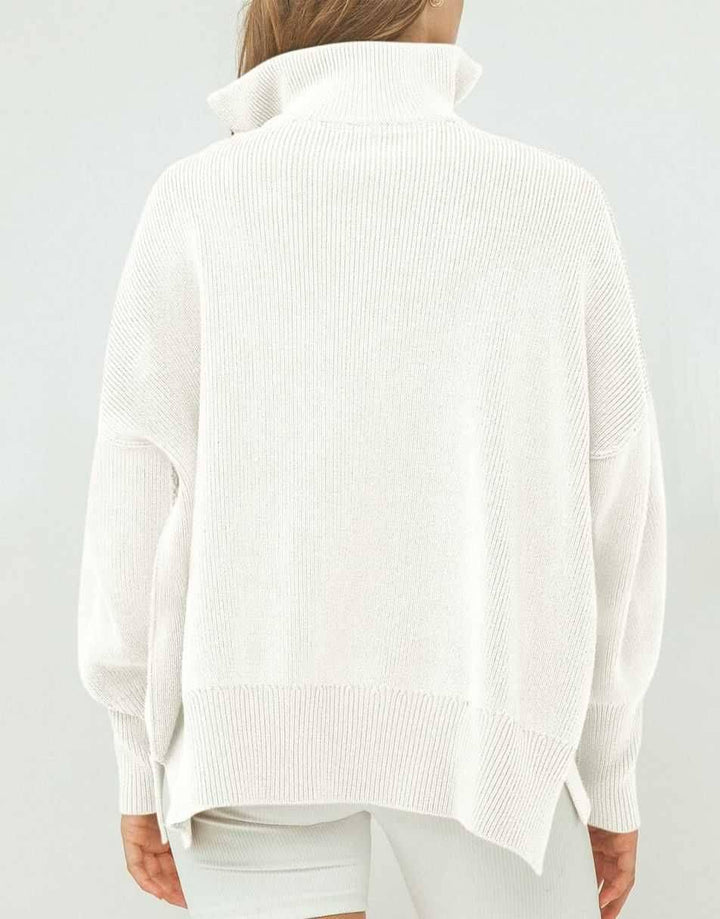 ANRABESS Oversized Quarter Zip Baggy Long Sleeve Sweater
