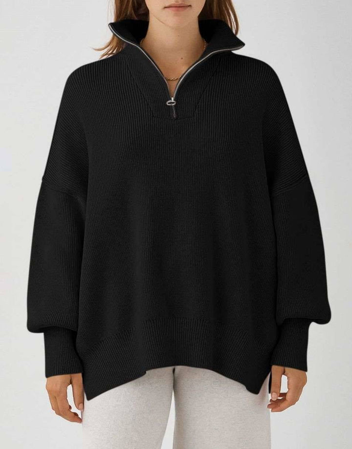 ANRABESS Oversized Quarter Zip Baggy Long Sleeve Sweater