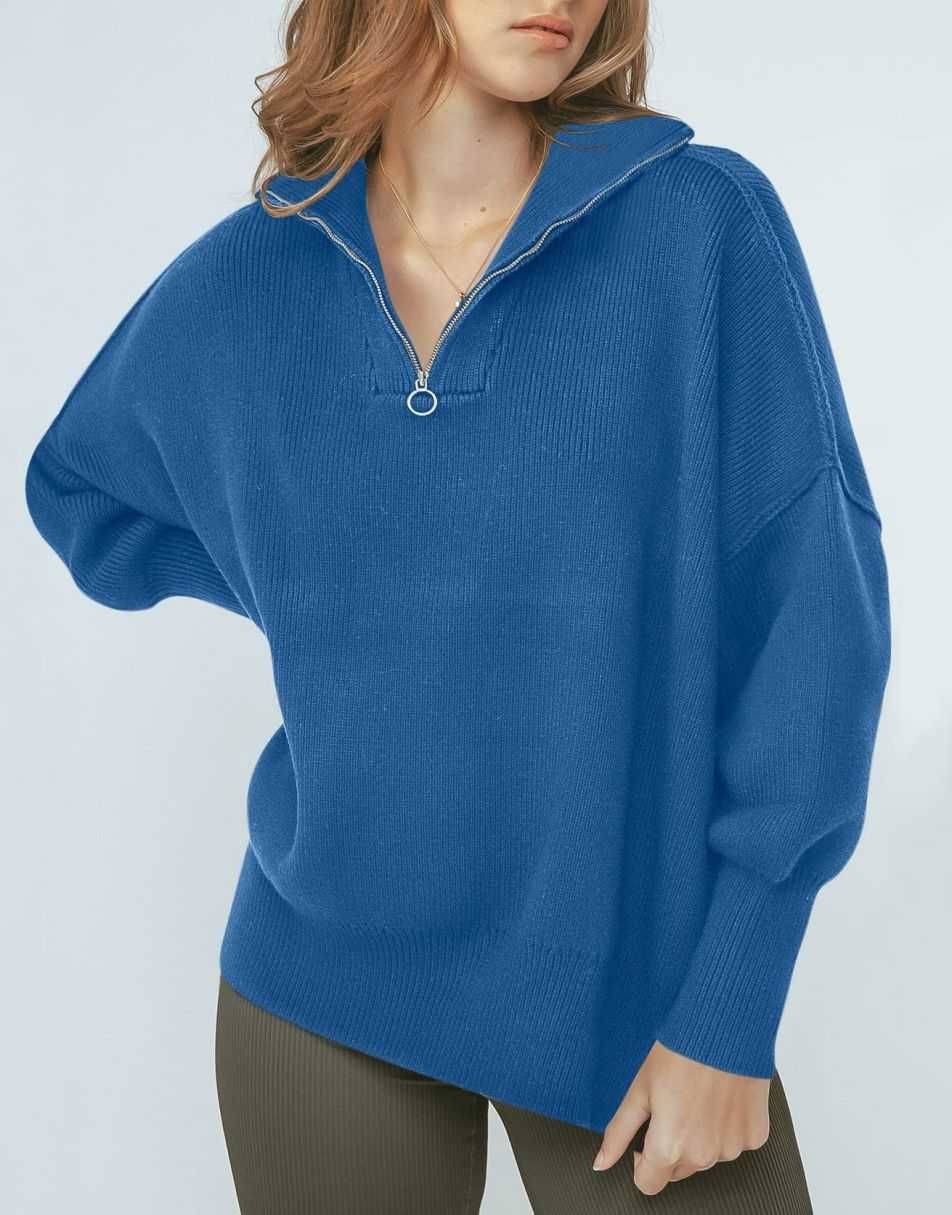 ANRABESS Oversized Quarter Zip Baggy Long Sleeve Sweater