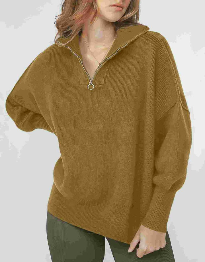 ANRABESS Oversized Quarter Zip Baggy Long Sleeve Sweater