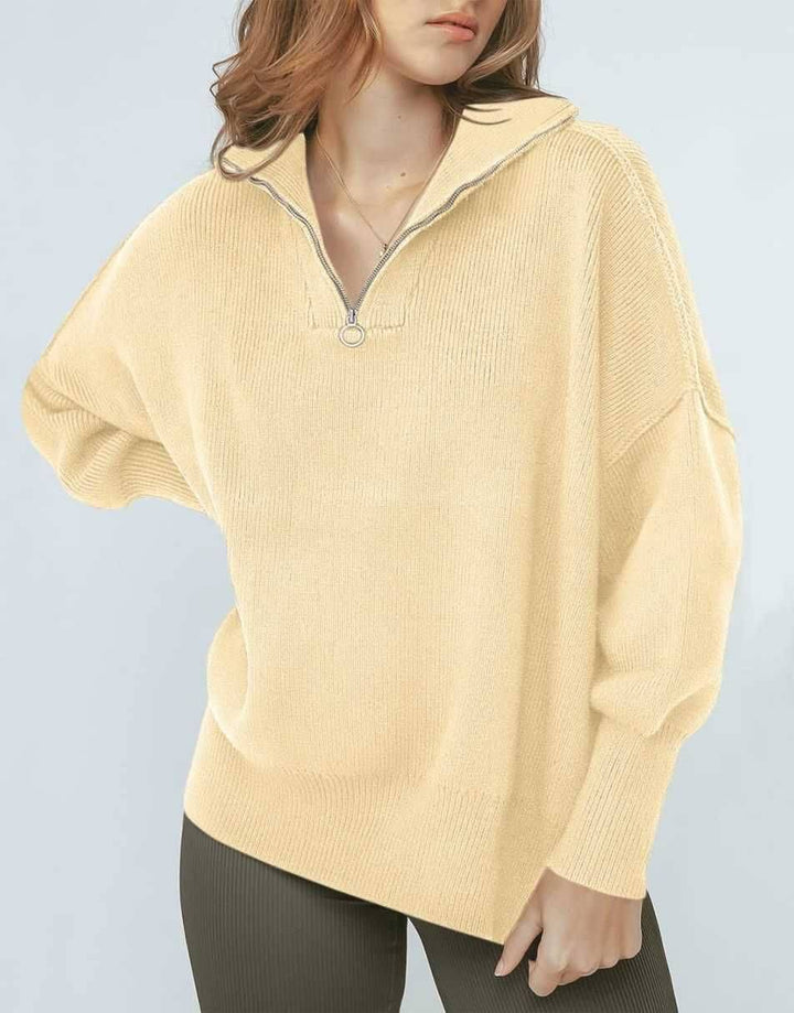 ANRABESS Oversized Quarter Zip Baggy Long Sleeve Sweater
