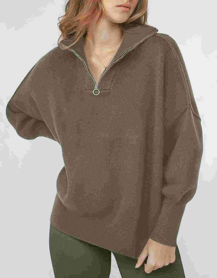 ANRABESS Oversized Quarter Zip Baggy Long Sleeve Sweater