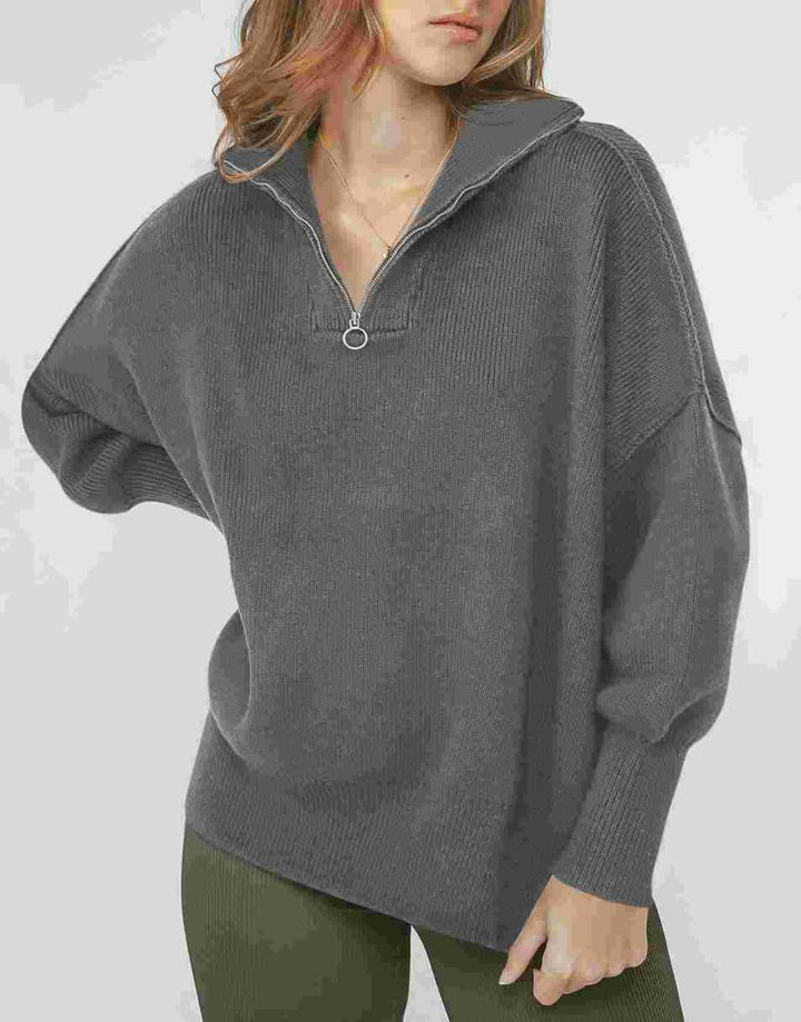 ANRABESS Oversized Quarter Zip Baggy Long Sleeve Sweater