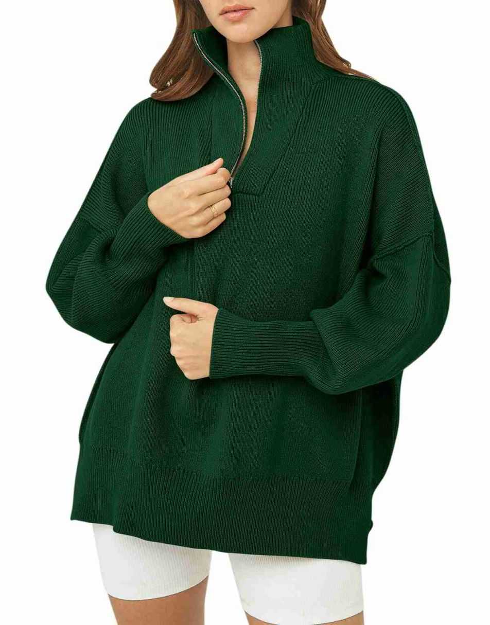 ANRABESS Oversized Quarter Zip Baggy Long Sleeve Sweater