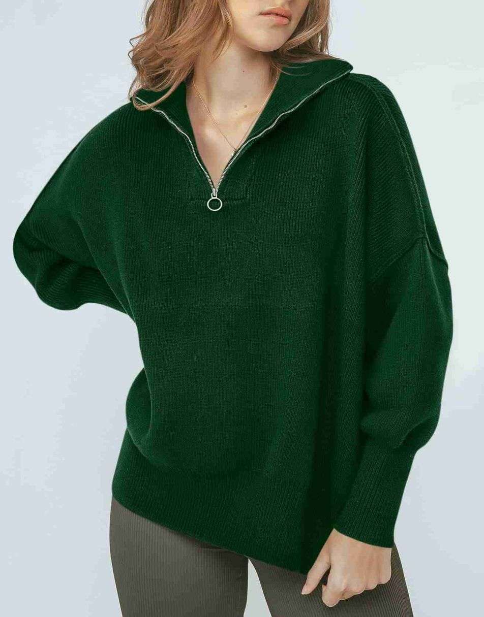 ANRABESS Oversized Quarter Zip Baggy Long Sleeve Sweater