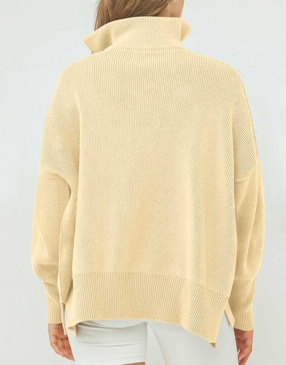 ANRABESS Oversized Quarter Zip Baggy Long Sleeve Sweater
