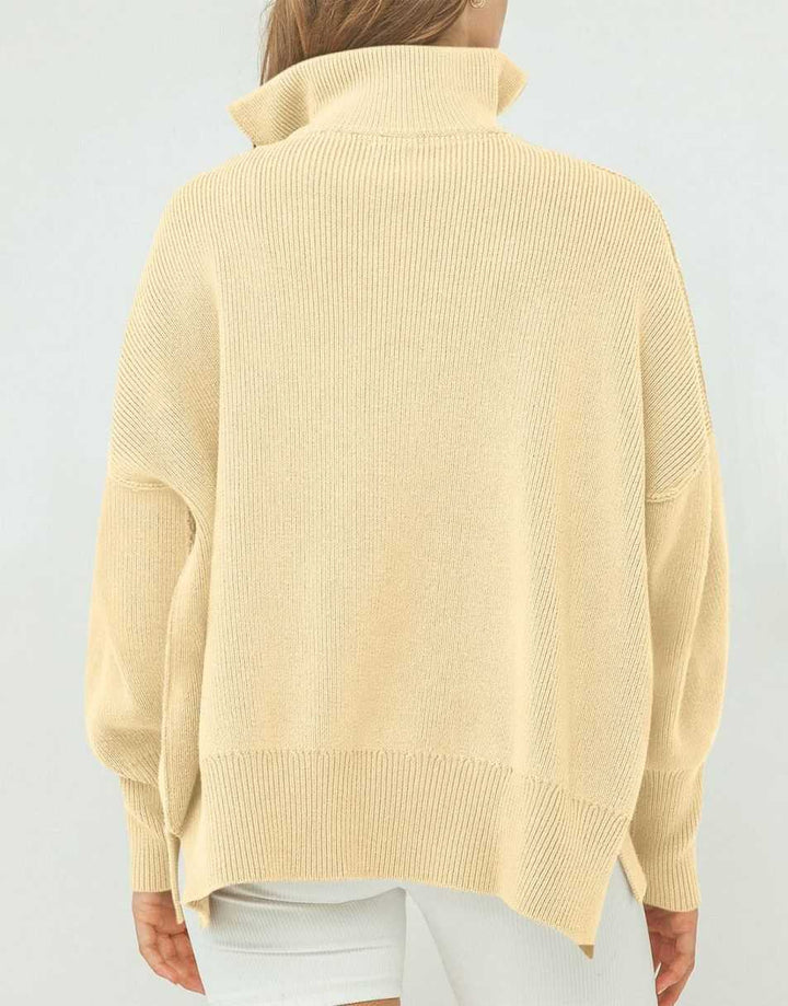 ANRABESS Oversized Quarter Zip Baggy Long Sleeve Sweater
