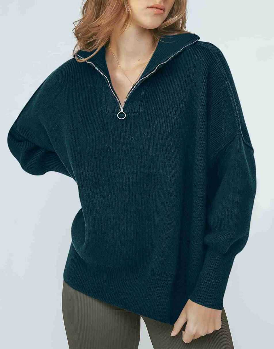 ANRABESS Oversized Quarter Zip Baggy Long Sleeve Sweater
