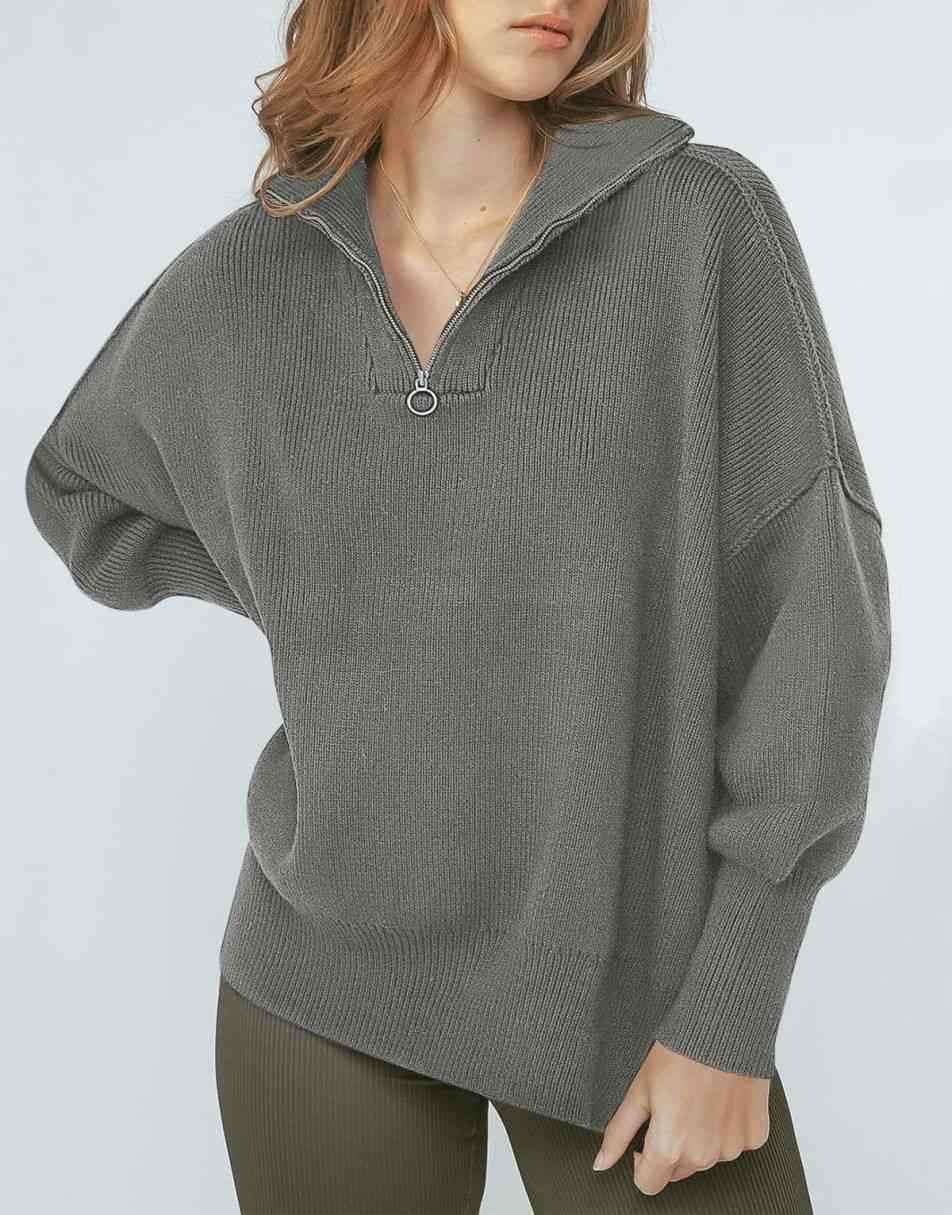 ANRABESS Oversized Quarter Zip Baggy Long Sleeve Sweater