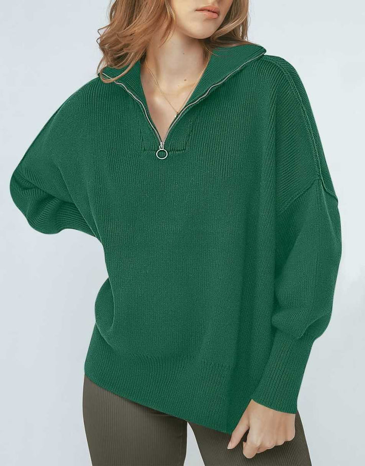 ANRABESS Oversized Quarter Zip Baggy Long Sleeve Sweater