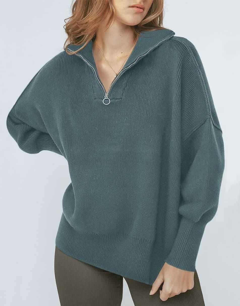 ANRABESS Oversized Quarter Zip Baggy Long Sleeve Sweater