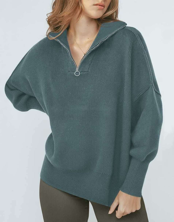 ANRABESS Oversized Quarter Zip Baggy Long Sleeve Sweater