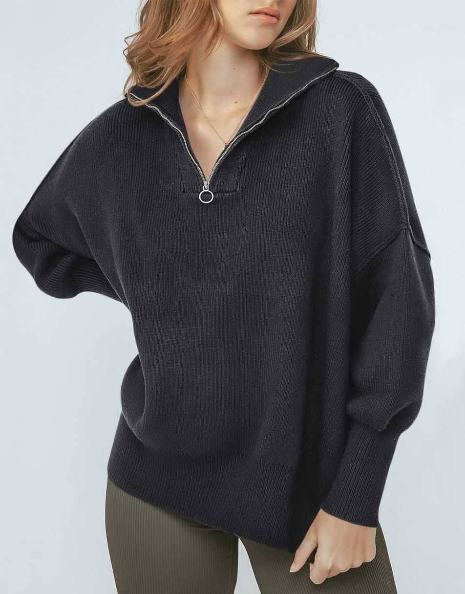 ANRABESS Oversized Quarter Zip Baggy Long Sleeve Sweater