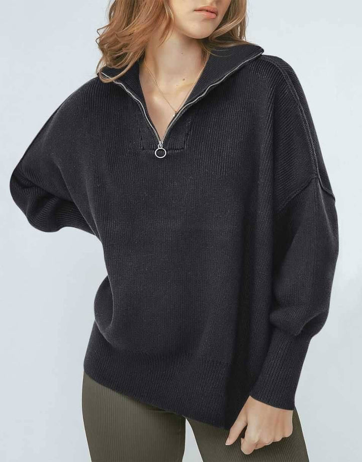 ANRABESS Oversized Quarter Zip Baggy Long Sleeve Sweater