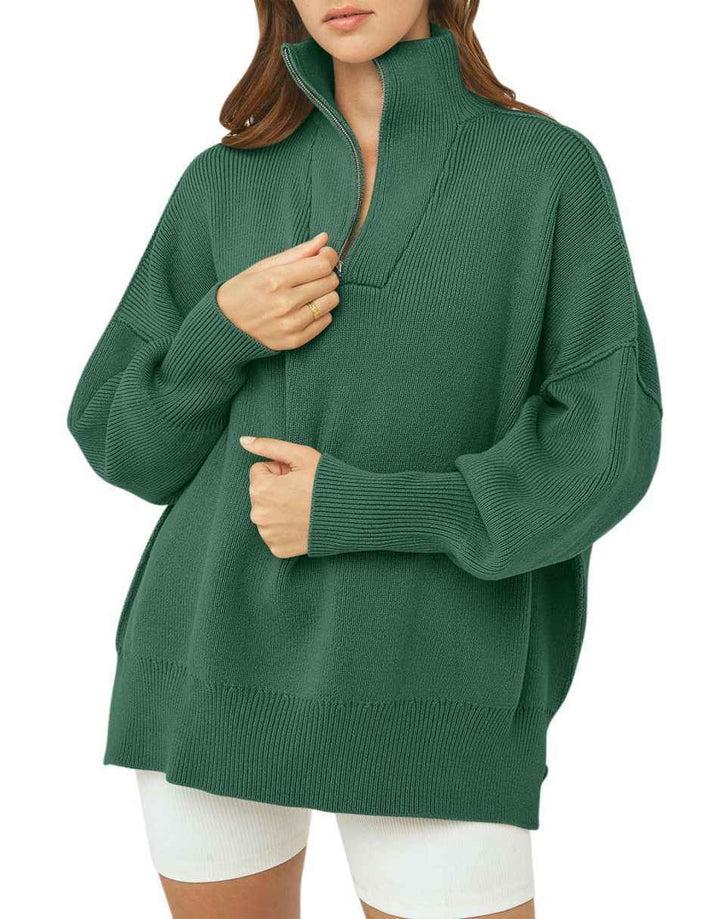 ANRABESS Oversized Quarter Zip Baggy Long Sleeve Sweater