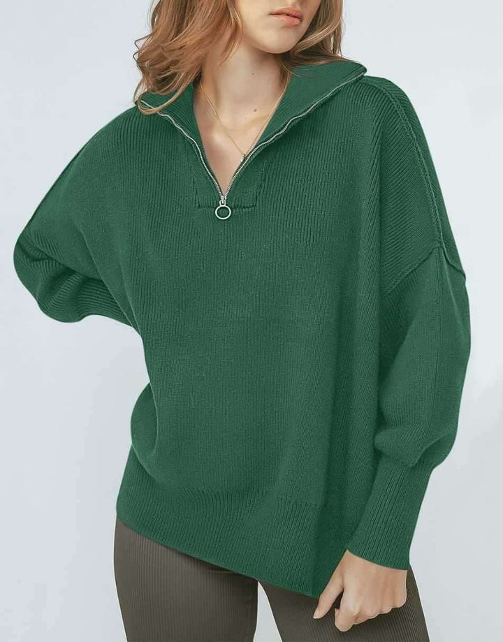 ANRABESS Oversized Quarter Zip Baggy Long Sleeve Sweater